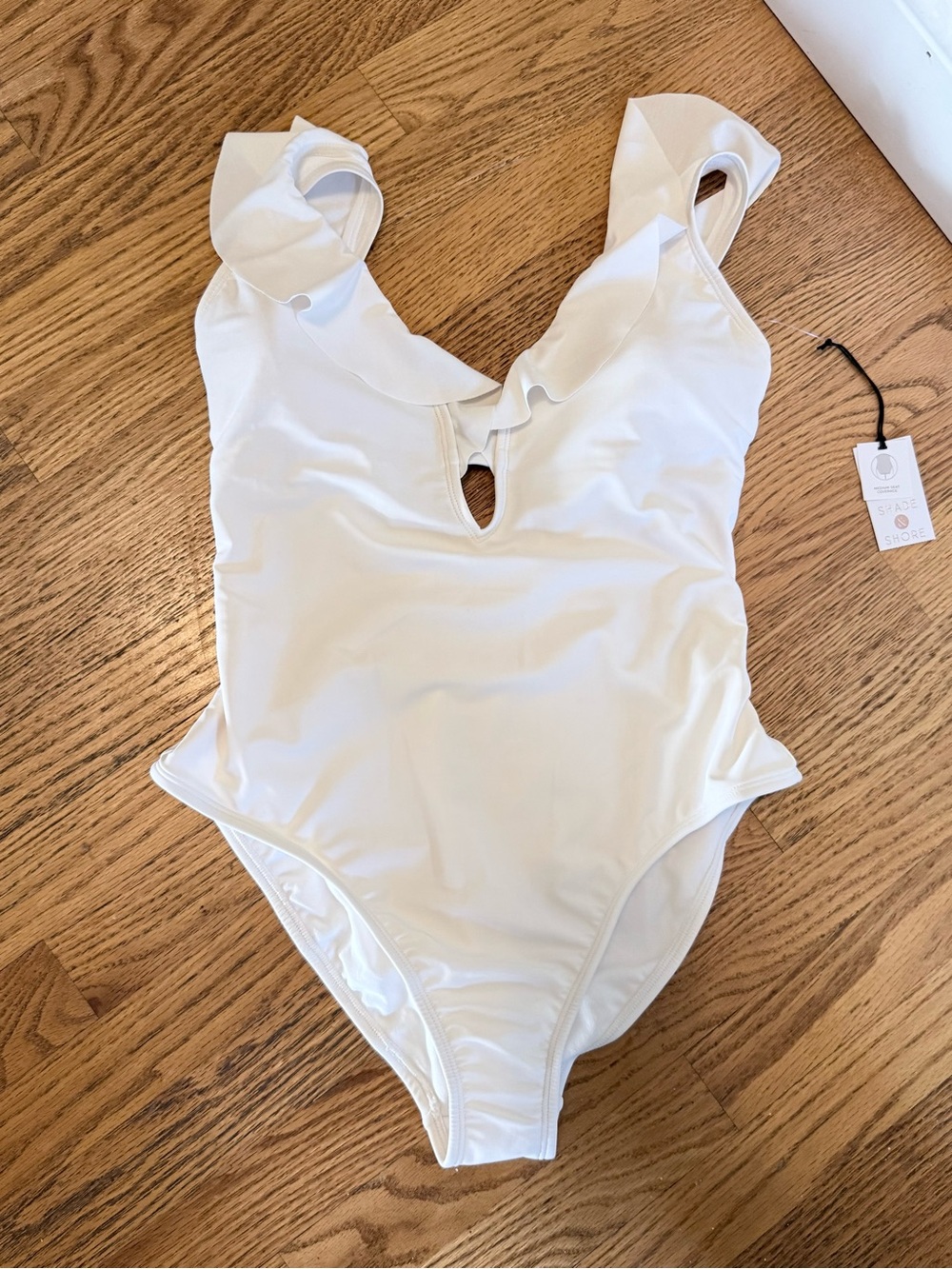 Shade & Shore Ivory Ruffle One-Piece Swimsuit
